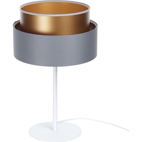 Lampe à poser élégante effet cuivre intérieur satiné - Gris satin avec intérieur cuivre (1/5)