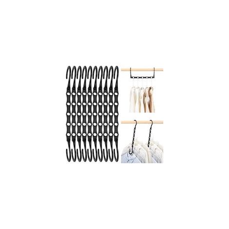 Lot de 10 connecteurs de cintres magiques, cintres de rangement en plastique pour économiser de l'espace dans la garde-robe, noir 38 cm (1/5)