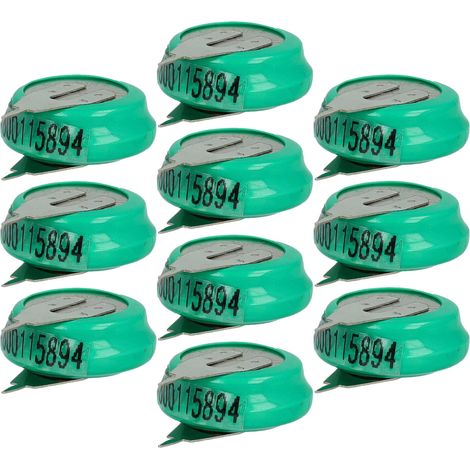 vhbw 10x NiMH Batería de botón de repuesto Tipo 1/V80H 2 pines 80 mAh 1,2 V compatible para lámparas solares, etc.
