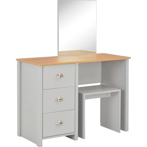 Coiffeuse avec miroir et tabouret Gris 104x45x131 cm (1/5)