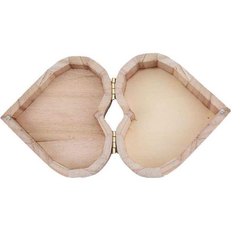 Boîte à bijoux en bois en forme de cœur, rangement maquillage et cosmétique, organisateur bureau – Idéal pour boucles d'oreilles, bague, cadeau mariage– (1/3)