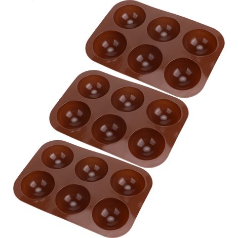 Ortviai Moule à pâtisserie en silicone 6 cavités demi-sphère pour chocolat et entremets – Lot de 3 (1/4)