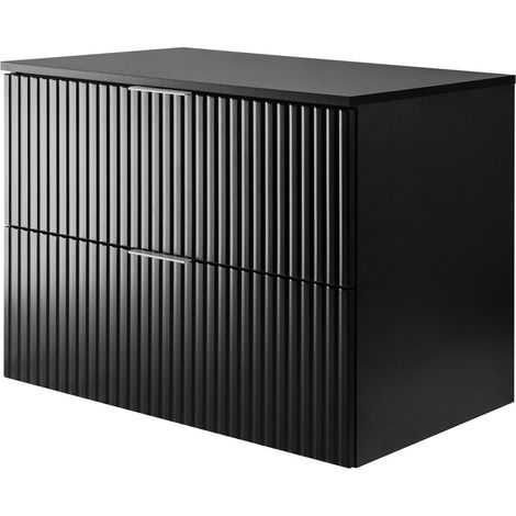 Mobile lavabo, Nero, 80 x 57 x 46 cm, maniglia argento + Piano (1/5)