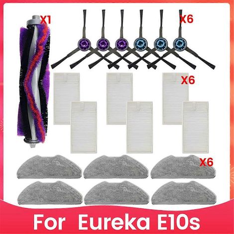 Kit de pièces de rechange et accessoires pour aspirateur robot E10s : brosse principale, filtres HEPA, lingette de nettoyage (1/5)