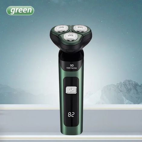 Rasoir (vert) rechargeable, étanche, USB-C, avec écran LCD (1/5)