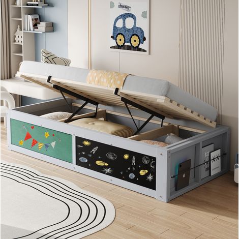 Cama infantil de madera con pizarra y almacenaje OKMYHOME (1/5)