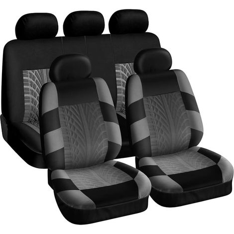 Universal Car Seat Covers, Car Seat Covers - Front and Rear Seat Cover Set, Black and Gray (1/5)