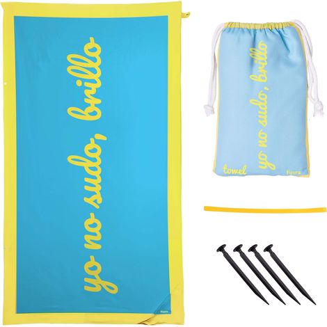 Fisura – Asciugamano da spiaggia grande blu Io non sudo, luminosità. Asciugamano in microfibra leggera per piscina, spiaggia, campeggio o picnic. Anti sabbia. Asciugatura rapida. Regalo originale (1/5)