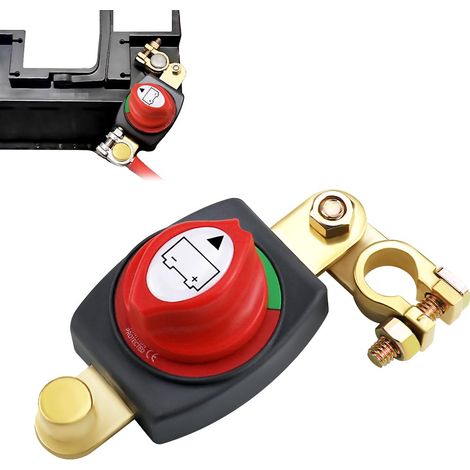 Coupe Circuit Batterie Voiture 12V/24V/48V, Réglable 180° Coupe Commutateur de Déconnexion de Batterie, pour Voiture, Bateau, Camion, Moto (1/5)