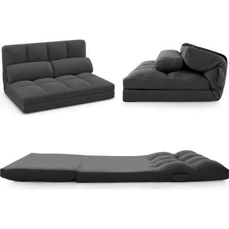 Divano letto trasformabile pieghevole 72 x 102 x 54 cm schienale regolabile in 6 posizioni design moderno in velluto grigio scuro 200011018