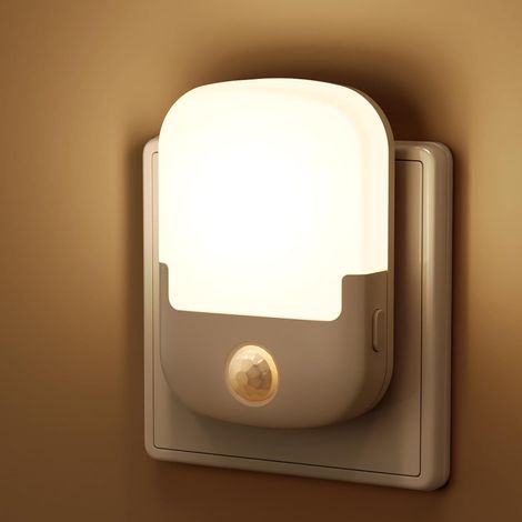 Night Light Plug-in Motion Sensor 3-Mode Button White 1W