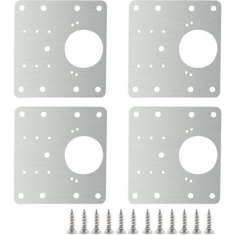 Piastre di riparazione per cerniere in acciaio inox, piastra di montaggio laterale, pezzo di ricambio con viti di fissaggio per mobili in legno, scaffali, armadi, set da 4