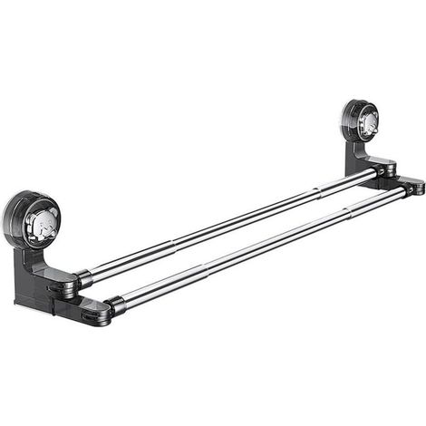 Wall-mounted suction cup towel rack with double bar, adjustable 50–100 cm, for bathroom, kitchen and laundry room (1/5)