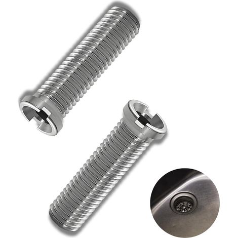 2er-Pack Spülbeckenstöpselschrauben aus Edelstahl, M12 x 45 mm, geeignet für Siebventile, Abflusssysteme, Spülen und Becken – Zubehör für Küchen- und Badezimmerspülen (45 mm)