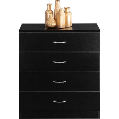 Commode moderne simple 4 tiroirs noir, meuble chambre, armoire de rangement (1/5)