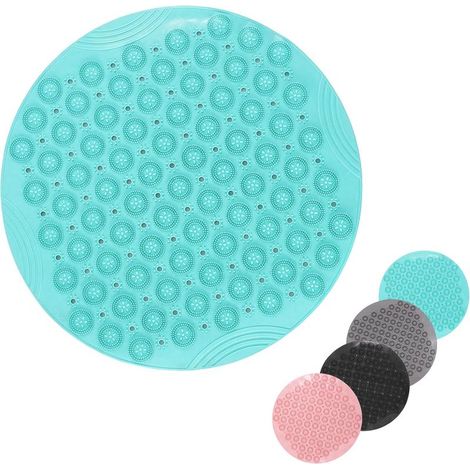Tapis de Bain Extra carré Anti-moisissure avec ventouses, Trous de Drainage, Lavable en Machine, pour Enfants, Personnes âgées (Vert, Rond 55 x 55 cm) (1/5)