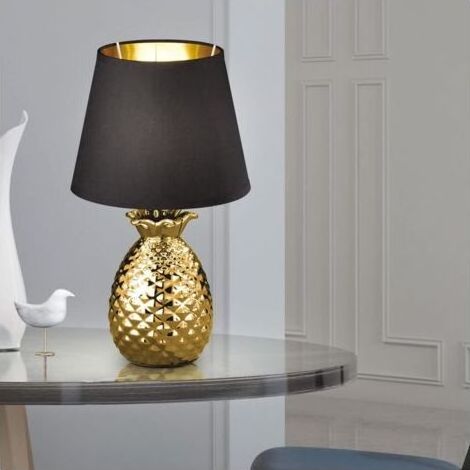 Lampe ananas réaliste sur la table, dorée Lampe d'établi (1/4)