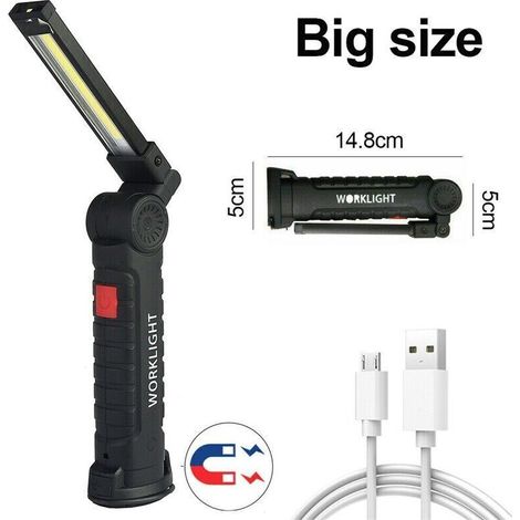 Lampe torche magnétique rechargeable COB (lot de 2), lampe d'inspection flexible sans fil, lampe de travail