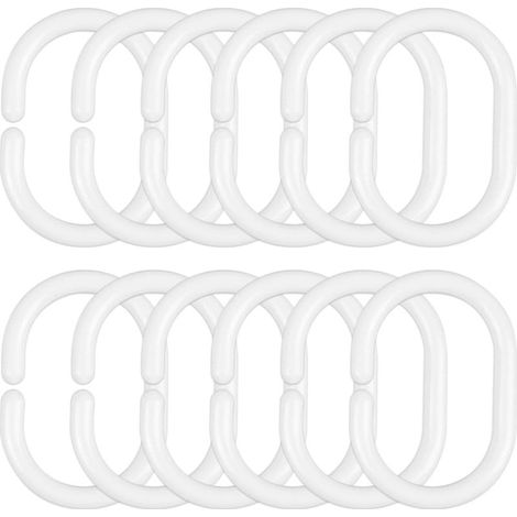 12 crochets pour rideau de douche, faciles à installer, grande capacité de charge, surface lisse, adaptés aux rideaux de douche. (1/5)