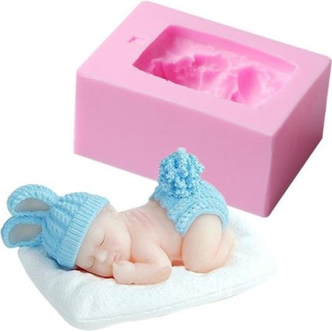 Moule en silicone 3D pour bébé, motif lapin habillé, 1 pièce - Nouveau modèle - Outil de décoration pour gâteaux en chocolat et fondant