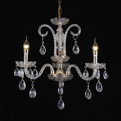 TRADE SHOP - Lampadario A 3 Bracci Classico A Sospensione Lampada Impero Barocco Cristalli 92471 -