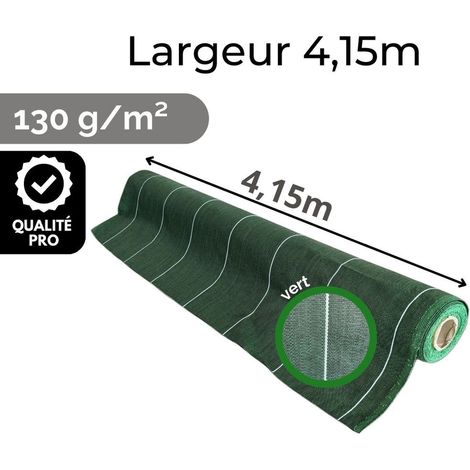 ZENLYS Toile de paillage anti mauvaises herbes Longueur 15m Largeur 4,15m Coloris Vert 130 grammes par m2 Grande Largeur 4 mètres (1/5)