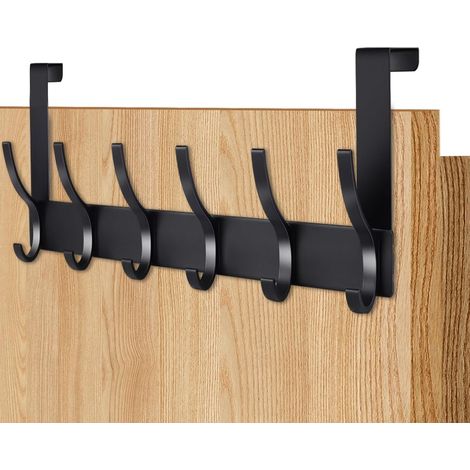 Appendiabiti da porta, universale, salvaspazio, gancio da appendere alla porta, non richiede foratura, barra appendiabiti da porta per appendere cappotti, asciugamani, vestiti (Nero) (1/5)