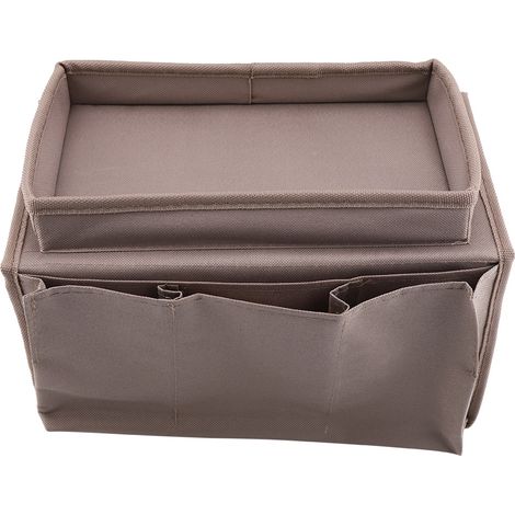 Organisateur de télécommande TV à suspendre à l'accoudoir du canapé, sac de rangement avec porte-gobelet (marron) (1/5)