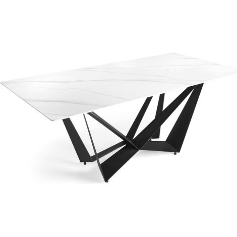 MOMMA HOME Mesa de comedor FLORENCIA porcelánica blanca 200 x 100 x 76H cm (1/5)