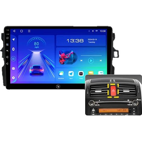 Autoradio, touchscreen, compatibilità multi-dispositivo, compatibile con Toyota Corolla Auris E140 E150, G5 4+64 Auris (1/2)