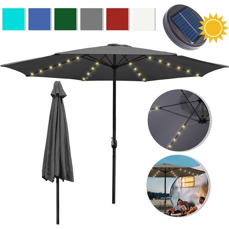 SWANEW Ombrellone 3,5 m con LED ombrellone da giardino idrorepellente UV30+ con manovella ombrellone da balcone, grigio (1/5)