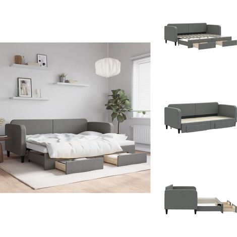 Lit de jour avec gigogne et tiroirs sans matelas 80x200 cm - Canapé Convertible - Lit Gigogne - Meuble Multifonction - Rangement Intégré - Literie (1/5)