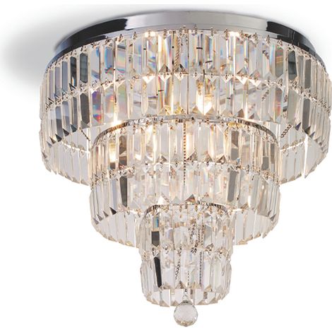 Lampadario Classico Impero Acciaio Cromo Vetro Trasparente 6 Luci E14 (1/5)