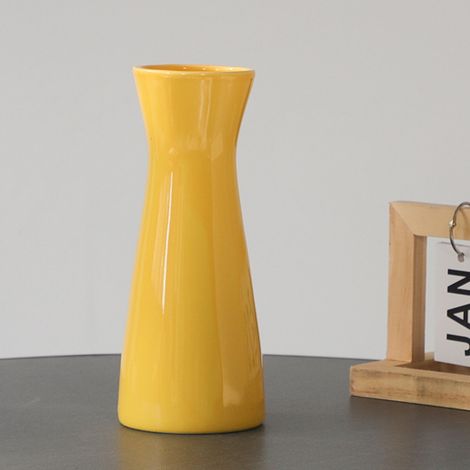 Jarrón Cerámica Diámetro 21,5 cm Blanco/Rosa/Amarillo/Azul 1 pieza Estilo minimalista y rústico campestre Para flores y accesorios para el hogar (1/5)