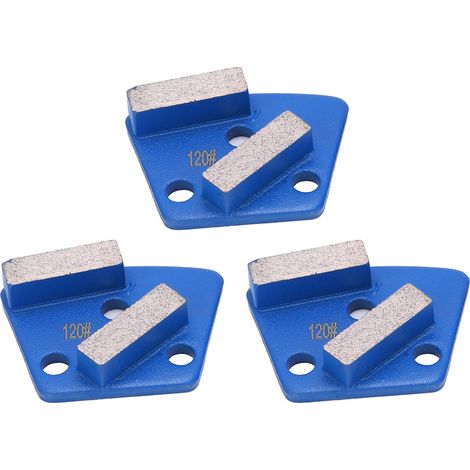 3-teilige trapezförmige Diamantschleifscheibe für Schuhe, Beton, Lack, Böden, aggressives Schneiden, Metallpolierpads, Beschichtungsscheibe, Schuh, 2 Zähne, Blau, 120
