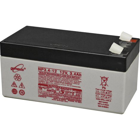 EnerSys Genesis NP3.4-12 Bleiakku 12 V 3.4 Ah Blei-Vlies (AGM) (B x H x T) 134 x 67 x 67 mm Flachste (1/2)