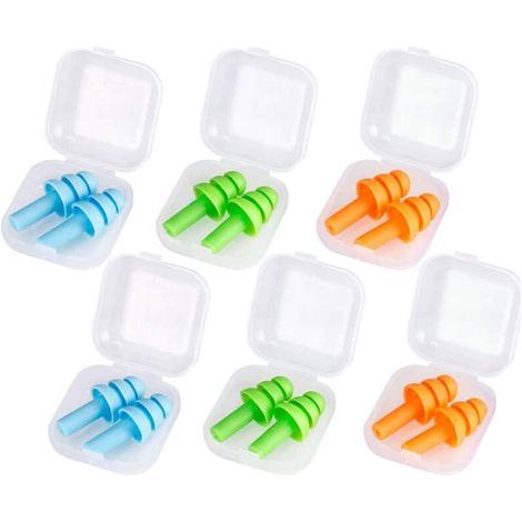 paia di tappi per le orecchie in silicone riutilizzabili, impermeabili e antirumore, disponibili in 3 colori con custodia. (1/4)