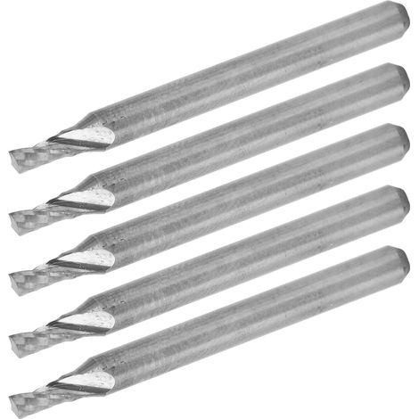 5 fraises à spirale à une seule goujure en acier au tungstène, 3,175 x 2 x 4 x 38 mm (1/5)