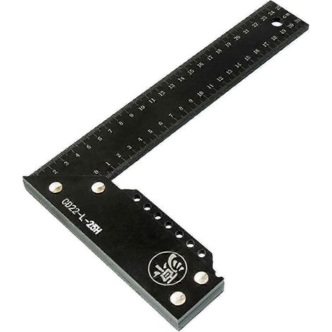 Équerre de charpentier multifonctionnelle, outil de traçage, outil de menuiserie, règle en L, outil de marquage-Black 250mm (1/5)
