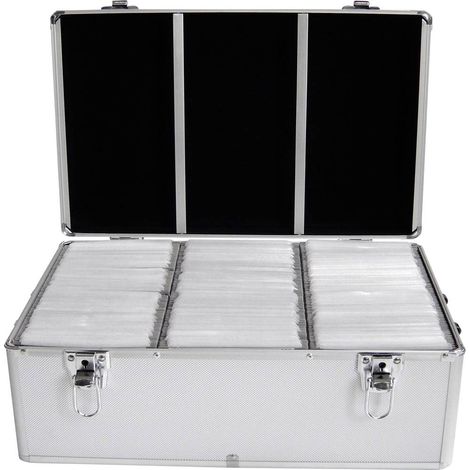 Mallette à CD MediaRange BOX77 500 CDs/DVDs/disques Blu-ray aluminium argent (l x H x P) 44.7 x 18 x 30 cm 1 pc(s) (1/4)