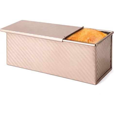 Moule Pain de Mie avec Couvercle,1000g Moule a Pain Rectangulaire,Moule en Acier Carbone,Moule Pains avec Trous de Ventilation pour Toasts et Gâteaux (1/5)