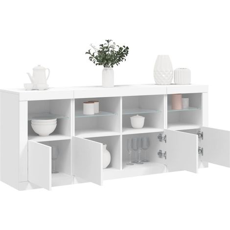 Sideboard mit LED-Leuchten Weiß 163x37x67 cm