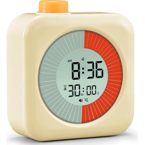 Temporizador visual para niños de 60 minutos con luz de fondo, temporizador con cuenta regresiva, cronómetro, reloj y despertador con alarma fuerte/silenciosa, para niños y adultos, para la escuela y 