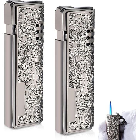 2 x Jet Gas Flame Lighters Refillable Lighter for Camping Butane Free (1/5)