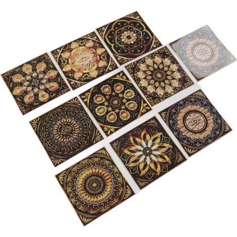 Beyamis Lot de 10 stickers muraux transparents imperméables à motifs pour carrelage, parfaits pour les chambres d'hôtel et les cuisines. (1/5)