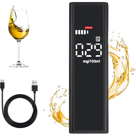 Etilometro elettronico - Etilometro digitale professionale con batteria ricaricabile USB, ricaricabile e portatile, etilometro con display LCD, etilometro per uso domestico
