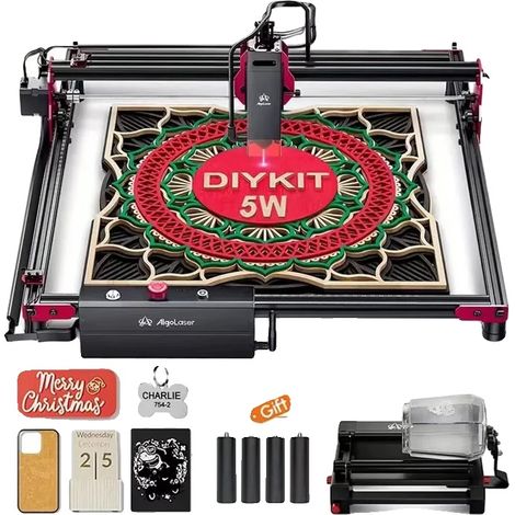 Máquina de grabado láser, conectividad WiFi, alta precisión, kit rotativo de 5 W para bricolaje. (1/2)