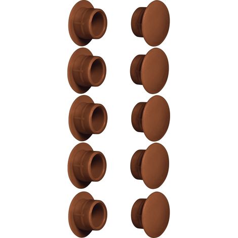 cyclingcolors 10x tappo chiusura plastica nero bianco grigio marrone mobili inserto cappuccio copriforo fori (Ø12mm/marrone RAL 8007)