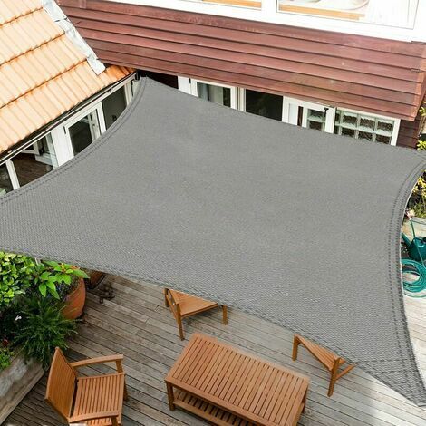 LUCKY-88 Rechteckiges Sonnensegel 2x3m Hellgrau Wasserdicht 95% UV-Schutz für Terrasse Garten Camping Party Pool mit Seilen (1/5)