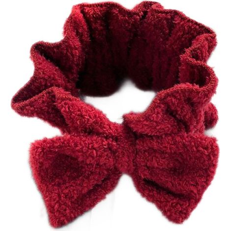 Headband Microfibre - Nœud Papillon - Pour Soins Visage et Maquillage - Élastique Réglable - Blanc Rose Rouge Brun Gris - Lot de 1 (1/5)